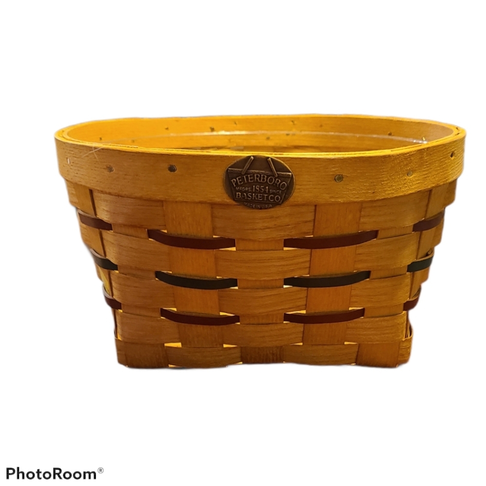 Peterboro Basket Co. Square Red Green Natural Bask